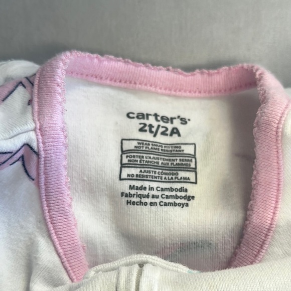 Carter's - Footed Onesie Sleeper with Pink Trim and Unicorn design - Picture 2 of 5